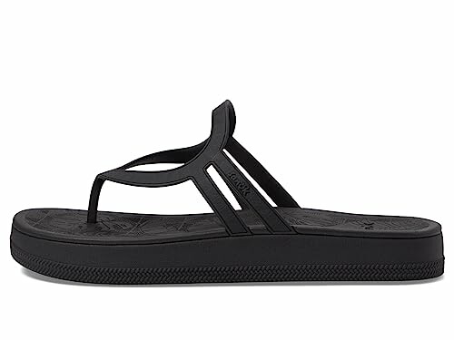 Black flip flop sandal with thick sole