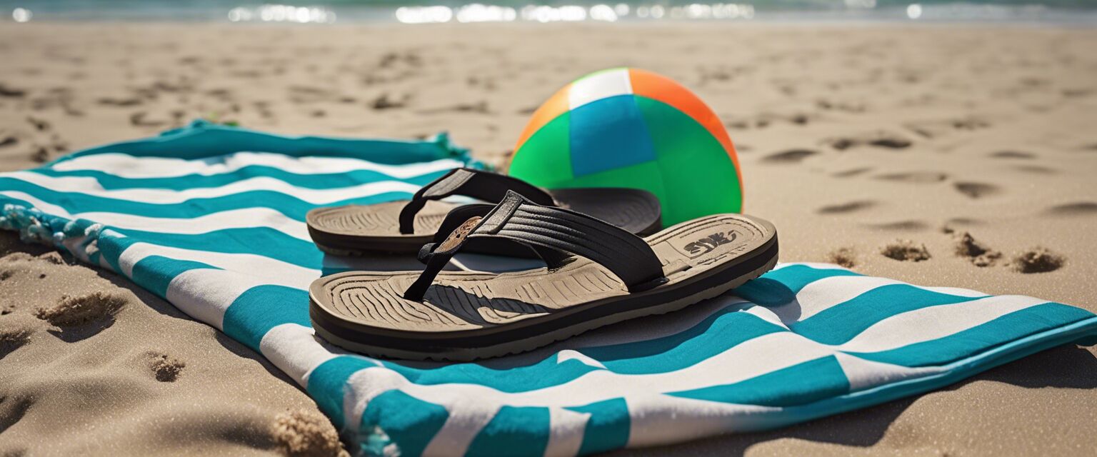 Kids' Sanuk sandals on a beach towel