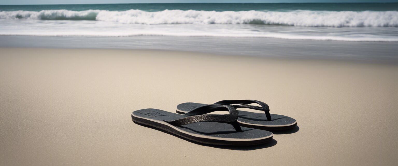 Sanuk flip flops on the sand