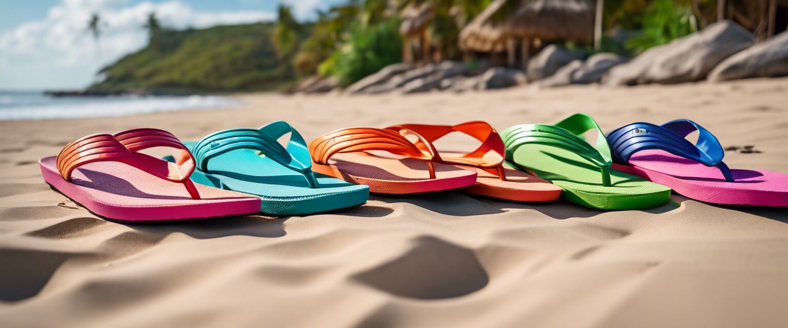 Sanuk flip-flops on a beach